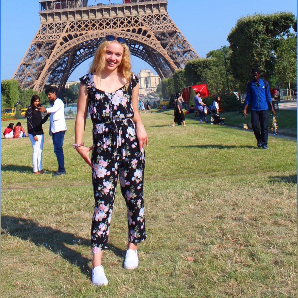 Abercrombie & Fitch Black Floral Jumpsuit